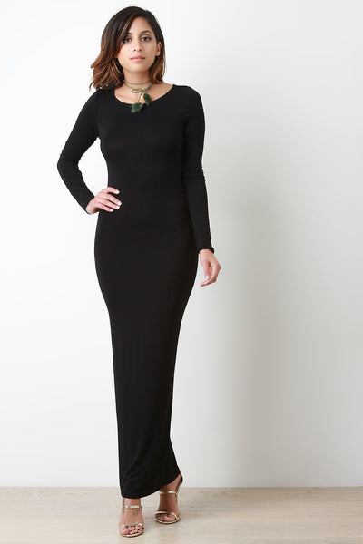Jersey Knit Long Sleeve Pencil Maxi Dress Lavish-Life Boutique Jersey Knit Long Sleeve Pencil Maxi Dress Lavish-Life Boutique