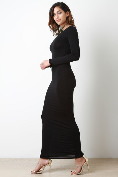 Jersey Knit Long Sleeve Pencil Maxi Dress Jersey Knit Long Sleeve Pencil Maxi Dress