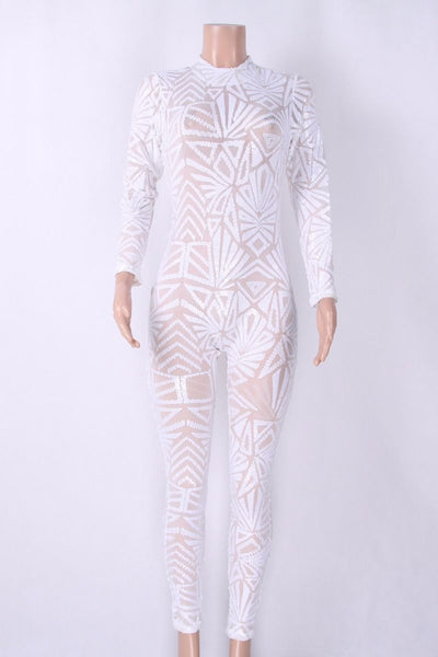 Sequined Long-Sleeve Jumpsuit