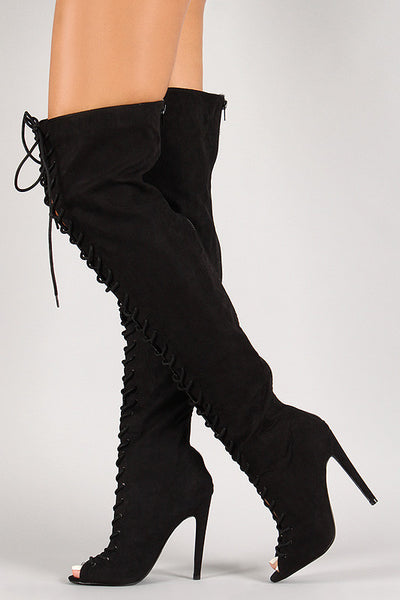 Cherish - Peep Toe Over-The-Knee Boot