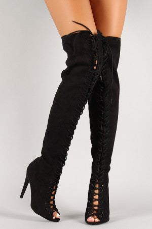 Cherish - Peep Toe Over-The-Knee Boot