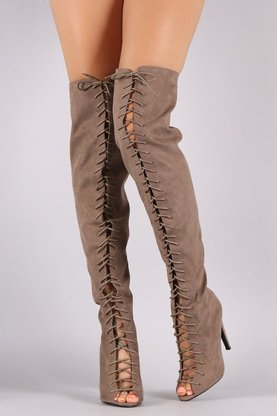 Cherish - Peep Toe Over-The-Knee Boot