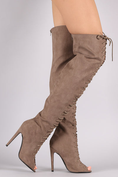 Cherish - Peep Toe Over-The-Knee Boot