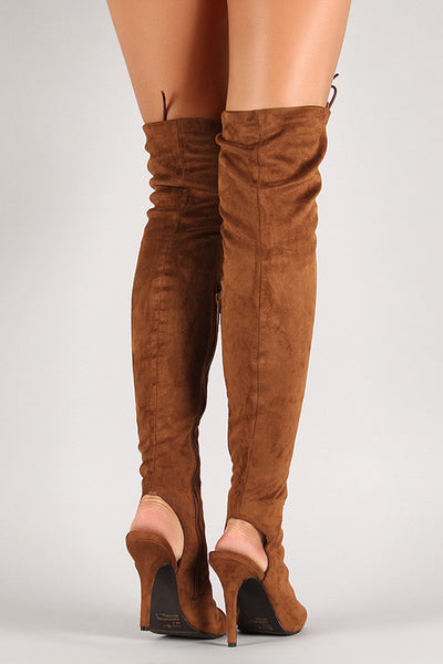 Jewel - Lace Up Back Cut Out Over The Knee Boot