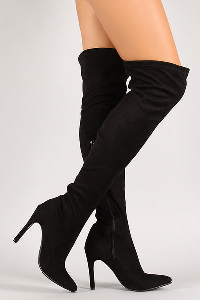 Josee -  Vegan Suede Stiletto Over-The-Knee Boot