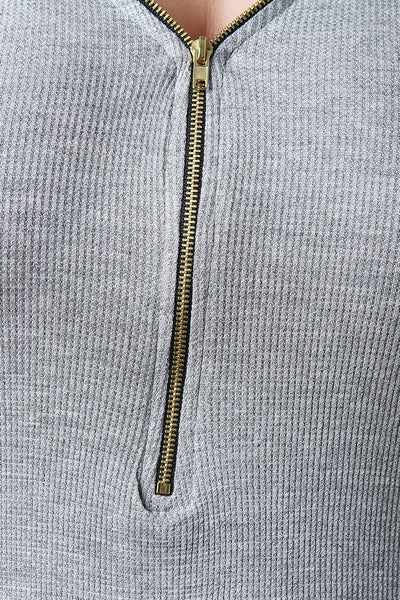 Adjustable Zip Neckline Thermal Knit Dress