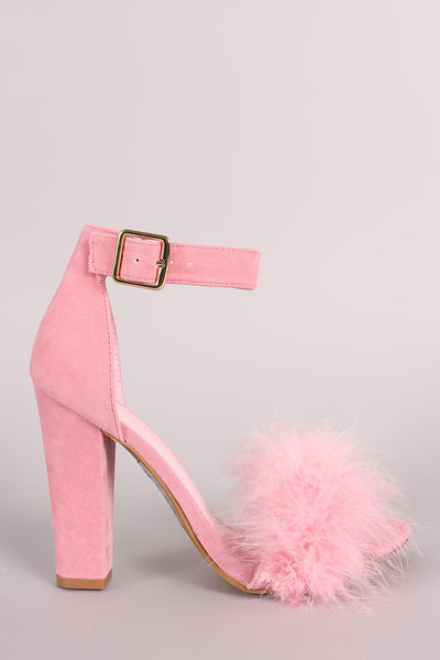 Yandi - Faux Fur Ankle Strap Dress Heel