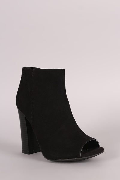 Leni -  Peep Toe Chunky Heeled Booties