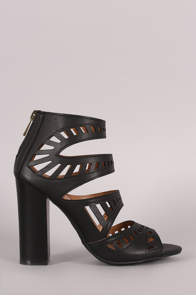 Jodi - Four Strap Cutout Chunky Heel