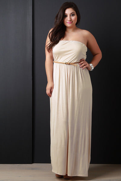 Belted Tube Maxi Dress