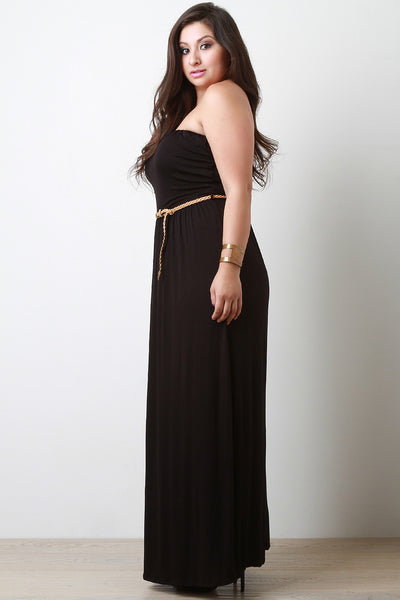 Belted Tube Maxi Dress