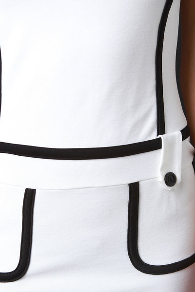 Contrast Piping Ponte Midi Dress