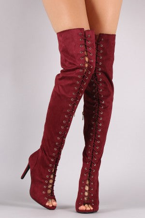 Trish - Open Toe Lace Up Boot