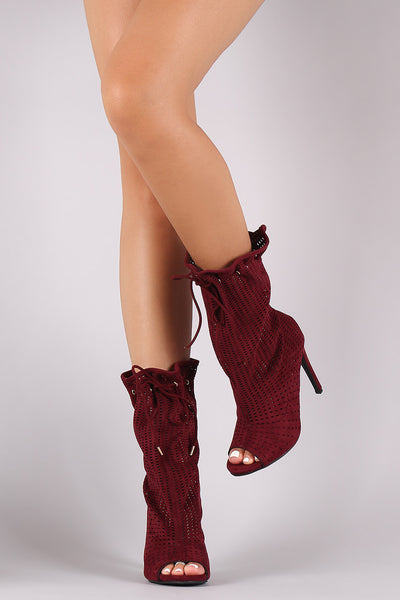 Keeli - Perforated Peep Toe Booties