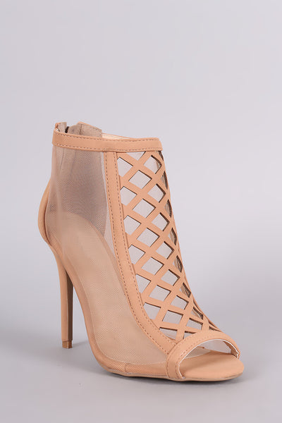 Quay -  Cutout Mesh Peep Toe Ankle Boots