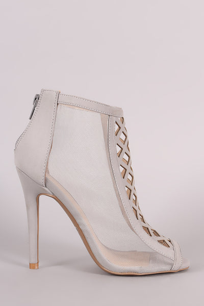 Quay -  Cutout Mesh Peep Toe Ankle Boots