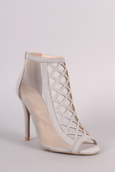 Quay -  Cutout Mesh Peep Toe Ankle Boots