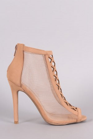 Quay -  Cutout Mesh Peep Toe Ankle Boots