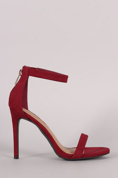 Suede Ankle Strap Single Sole Heel