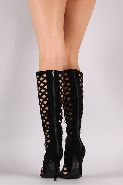 Dolly - Geometric Cutouts Knee High Heel
