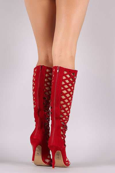 Dolly - Geometric Cutouts Knee High Heel