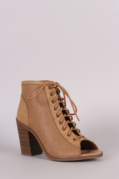 Klea - Symone - Soda Lace Up Peep Toe Booties