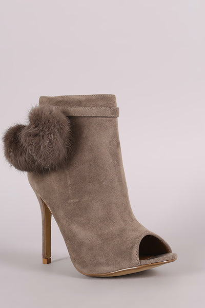 Rosey - Suede Pompom Stiletto Ankle Boots