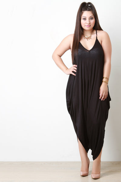 Draped Spaghetti Strap Romper