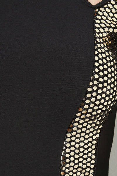 Metallic Sequin Open Shoulder Dress