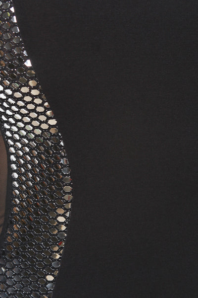 Metallic Sequin Open Shoulder Dress