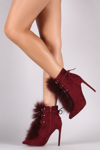 Dru- Fur Lace Up Ankle Booties