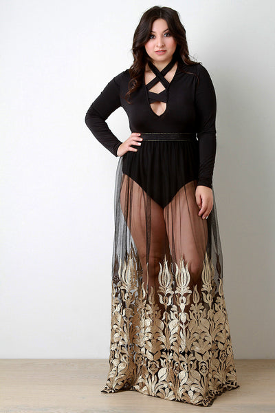 Crisscross V-Neck Long Sleeve Bodysuit