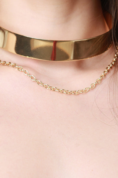 Collar And Chain Layered Choker