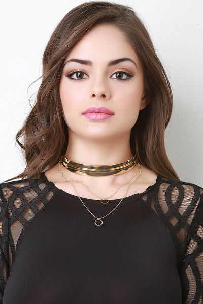 Dainty Chain And Banded Collar Necklace