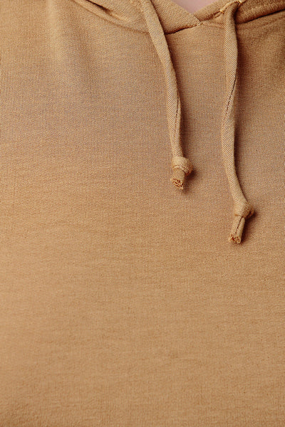 Jersey Long Sleeve Hooded Raw Crop Top