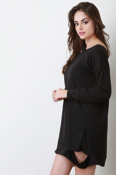 Deconstructed Asymmetrical Sweater Dress