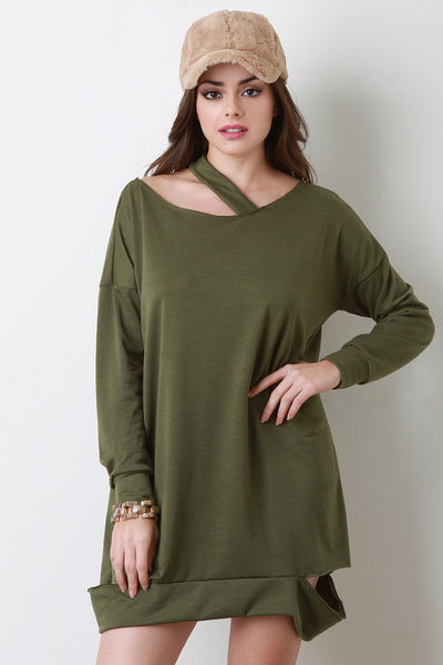 Deconstructed Asymmetrical Sweater Dress