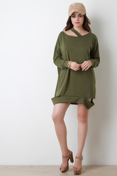 Deconstructed Asymmetrical Sweater Dress