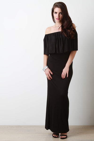 Simple Ruffle Off The Shoulder Maxi Dress