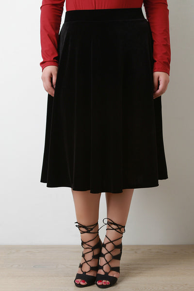 Velvet A-Line Midi Skirt