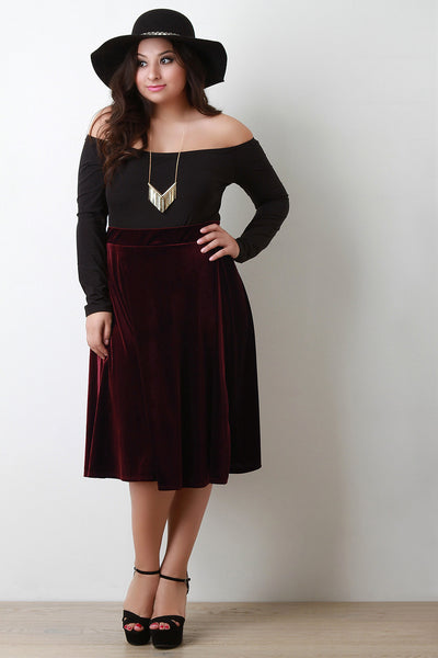 Velvet A-Line Midi Skirt