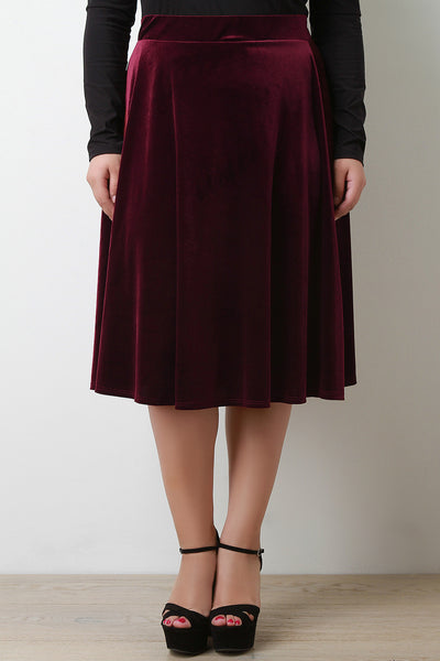 Velvet A-Line Midi Skirt